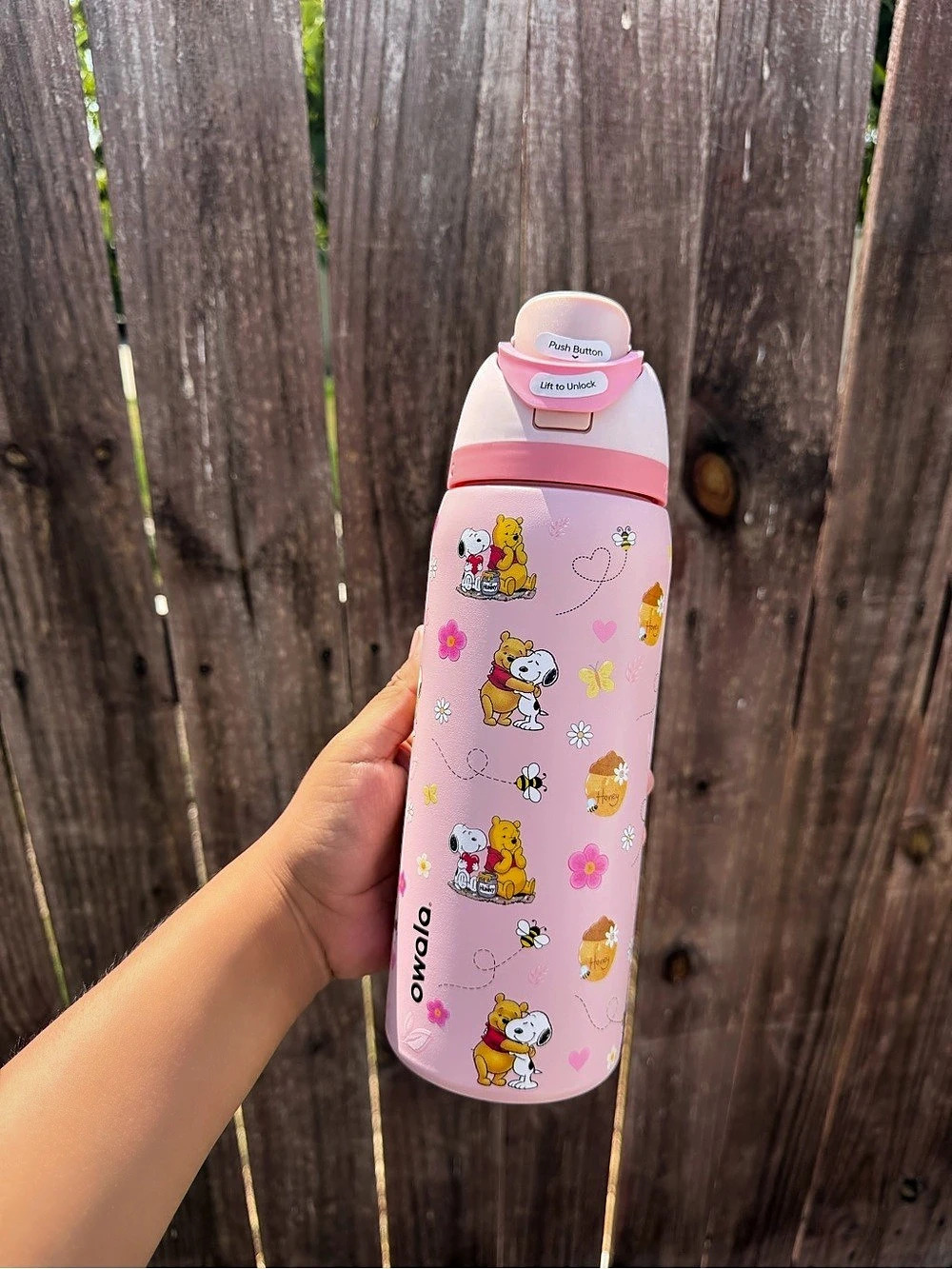 New 32 oz owala FreeSip Pooh friends snoop character floral print bees water bot